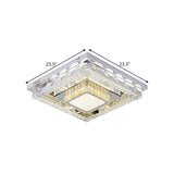 Clear Crystal Blocks LED Flush Mount Contemporary Stainless-Steel Square/Circular Parlor Ceiling Light Fixture - Clearhalo - 'Ceiling Lights' - 'Close To Ceiling Lights' - 'Close to ceiling' - 'Flush mount' - Lighting' - 1426389
