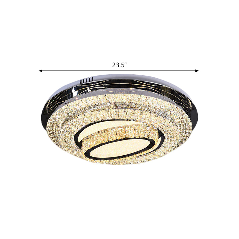 Circular Clear Crystal Blocks Flush Light Modern Great Room LED Ceiling Mount in Stainless-Steel - Clearhalo - 'Ceiling Lights' - 'Close To Ceiling Lights' - 'Close to ceiling' - 'Flush mount' - Lighting' - 1426412