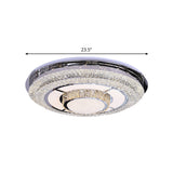 Contemporary Round Ceiling Lamp Clear Rectangular-Cut Crystals LED Flush Mount Light in Stainless-Steel