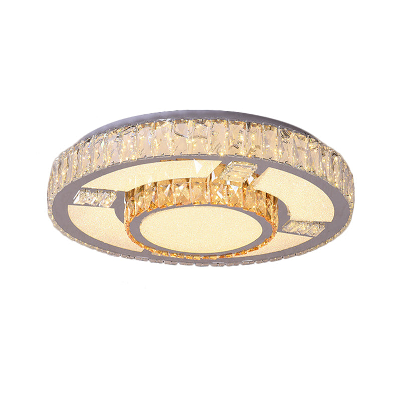 Round Parlor Flush Mount Lamp Modern Clear Beveled Crystal Blocks Stainless-Steel LED Lighting Fixture Clearhalo 'Ceiling Lights' 'Close To Ceiling Lights' 'Close to ceiling' 'Flush mount' Lighting' 1426422