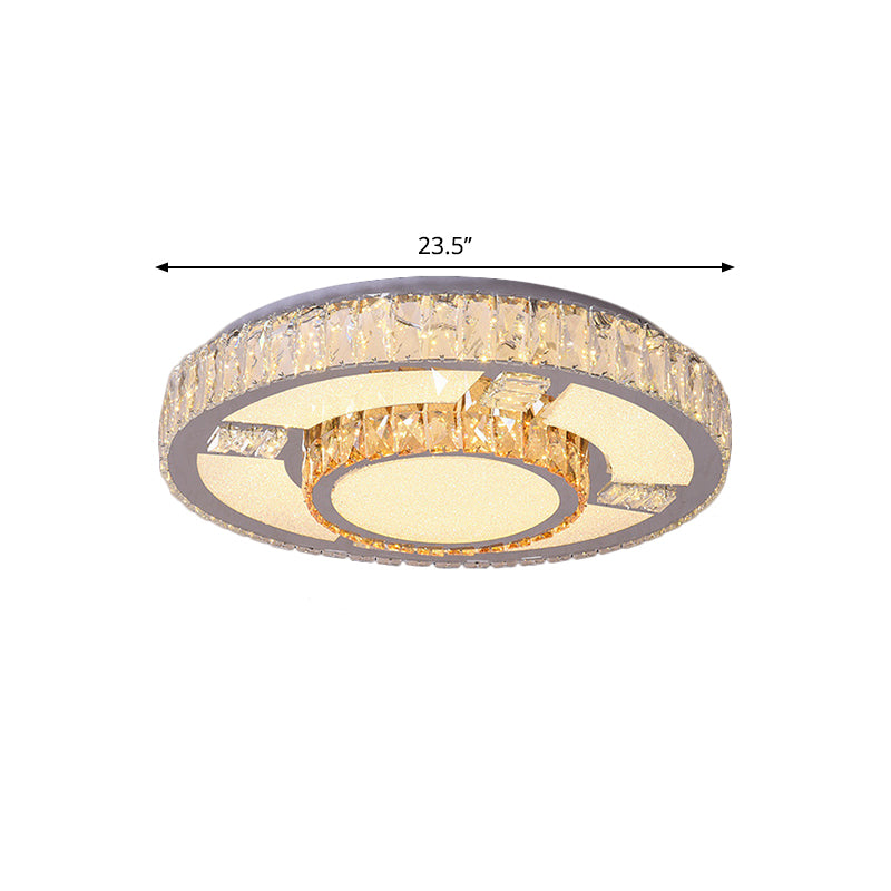 Round Parlor Flush Mount Lamp Modern Clear Beveled Crystal Blocks Stainless-Steel LED Lighting Fixture Clearhalo 'Ceiling Lights' 'Close To Ceiling Lights' 'Close to ceiling' 'Flush mount' Lighting' 1426423