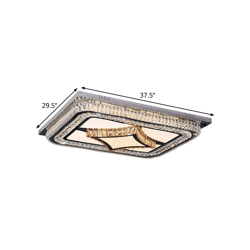 LED Rectangular Flushmount Lighting Modern Stainless-Steel Clear Cut Crystal Blocks Ceiling Fixture - Clearhalo - 'Ceiling Lights' - 'Close To Ceiling Lights' - 'Close to ceiling' - 'Flush mount' - Lighting' - 1426431