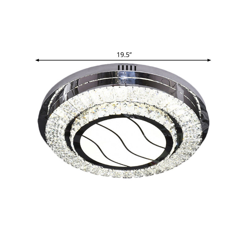 Stainless-Steel LED Flush Mount Modern Clear Rectangular-Cut Crystals Round Ceiling Lamp with Flower/Musical Note/Spiral/Linear Pattern Clearhalo 'Ceiling Lights' 'Close To Ceiling Lights' 'Close to ceiling' 'Flush mount' Lighting' 1426450