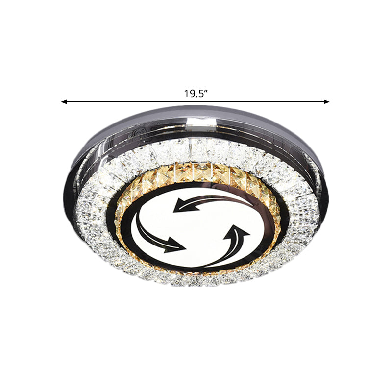 Stainless-Steel LED Flush Mount Modern Clear Rectangular-Cut Crystals Round Ceiling Lamp with Flower/Musical Note/Spiral/Linear Pattern Clearhalo 'Ceiling Lights' 'Close To Ceiling Lights' 'Close to ceiling' 'Flush mount' Lighting' 1426460