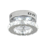 Clear Beveled Crystals Stainless-Steel Semi Flush Round LED Contemporary Lighting Fixture in White/Warm Light - Clearhalo - 'Ceiling Lights' - 'Close To Ceiling Lights' - 'Close to ceiling' - 'Semi-flushmount' - Lighting' - 1426490