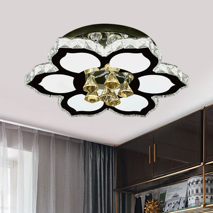 LED Peach/Symmetric Flower Semi Flush Modern Stainless-Steel Clear Crystal Blocks Flush Mount Ceiling Lamp Stainless-Steel B Clearhalo 'Ceiling Lights' 'Close To Ceiling Lights' 'Close to ceiling' 'Semi-flushmount' Lighting' 1426530