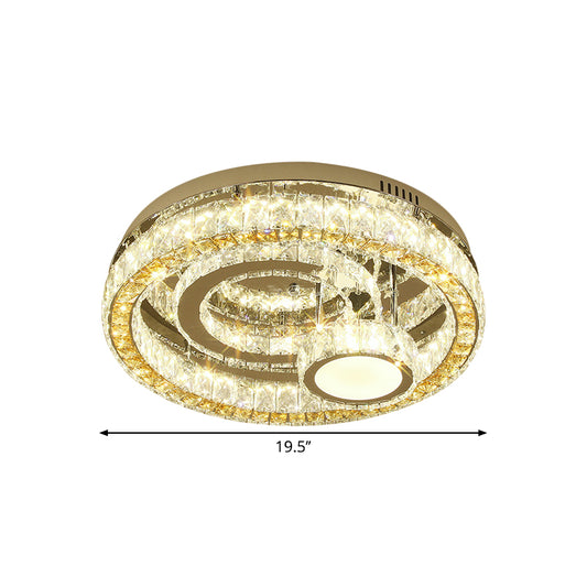 LED Circular Lighting Fixture Modern Stainless-Steel Finish Clear Beveled Crystal Blocks Semi-Flush Mount Clearhalo 'Ceiling Lights' 'Close To Ceiling Lights' 'Close to ceiling' 'Semi-flushmount' Lighting' 1426602