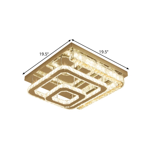 Stainless-Steel Square Ceiling Light Modern Clear Cut Crystal Blocks LED Bedchamber Semi-Flush Mount Clearhalo 'Ceiling Lights' 'Close To Ceiling Lights' 'Close to ceiling' 'Semi-flushmount' Lighting' 1426652