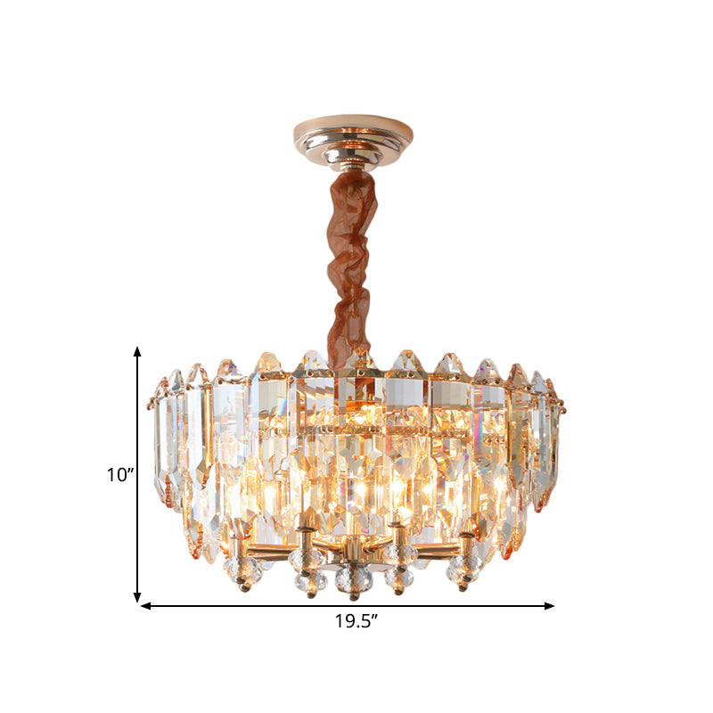 8 Bulbs Metal Frame Chandelier Light Modern Gold Clear Beveled Crystal Blocks Suspension Pendant Clearhalo 'Ceiling Lights' 'Chandeliers' 'Modern Chandeliers' 'Modern' Lighting' 1426668