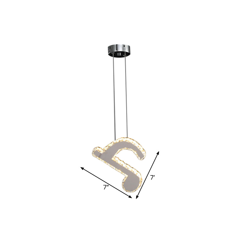 LED Musical Note Pendant Light Kit Contemporary Stainless-Steel Clear ...