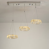 Modern 3-Ring Multi Suspension Pendant Clear Rectangular-Cut Crystals LED Plug in Swag Light in Stainless-Steel Clearhalo 'Ceiling Lights' 'Modern Pendants' 'Modern' 'Pendant Lights' 'Pendants' Lighting' 1426745