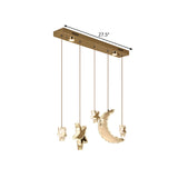 Moon and Star Bedroom Multi Hanging Light Contemporary Clear Crystal Blocks Stainless-Steel LED Pendant Lamp Clearhalo 'Ceiling Lights' 'Modern Pendants' 'Modern' 'Pendant Lights' 'Pendants' Lighting' 1426796