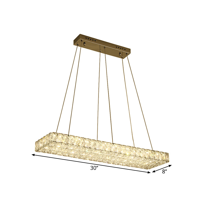 LED Island Chandelier Modern Rectangular Clear Crystal Wrapped Hanging Pendant for Dinning Room Clearhalo 'Ceiling Lights' 'Island Lights' Lighting' 1426850