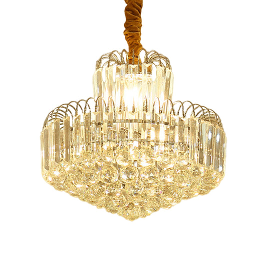 Modern 6/8 Bulbs Drop Pendant with Clear Crystal Rectangle Shade Gold Conical Chandelier Light Fixture Clearhalo 'Ceiling Lights' 'Chandeliers' 'Clear' 'Industrial' 'Modern Chandeliers' 'Modern' 'Tiffany' 'Traditional Chandeliers' Lighting' 1426880