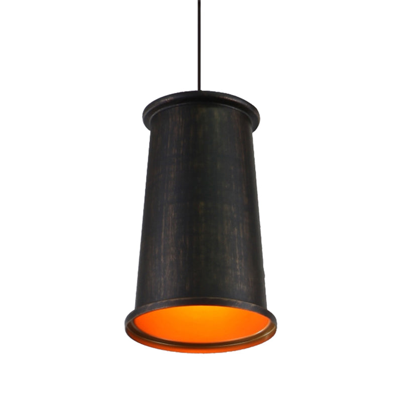 1 Bulb Pendant Light with Tapered Shade Metallic Vintage Style Dining Room Suspension Light in Black/White/Bronze Clearhalo 'Ceiling Lights' 'Modern Pendants' 'Modern' 'Pendant Lights' 'Pendants' Lighting' 142692