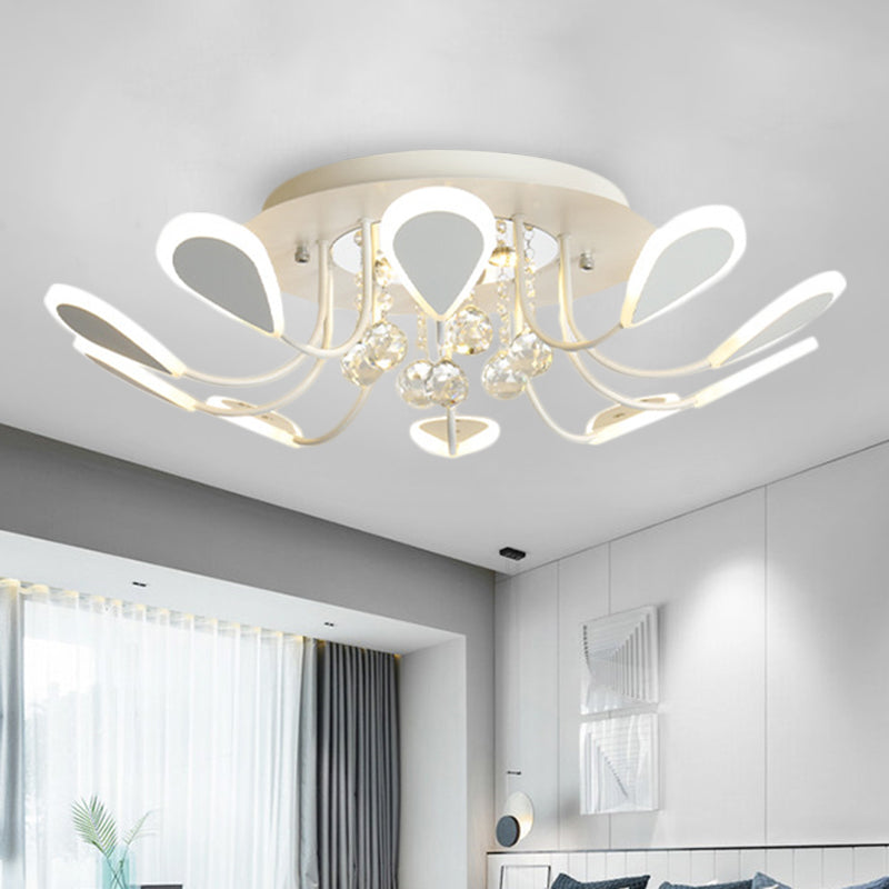 Black/White Teardrop Flushmount Modern Style Bevel Cut Glass 10/12 Bulbs Ceiling Mounted Fixture in Warm/White Light Clearhalo 'Ceiling Lights' 'Close To Ceiling Lights' 'Close to ceiling' 'Flush mount' Lighting' 1426963