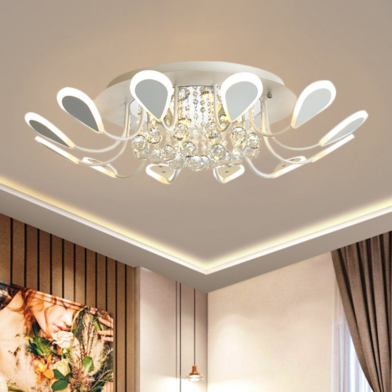 Black/White Teardrop Flushmount Modern Style Bevel Cut Glass 10/12 Bulbs Ceiling Mounted Fixture in Warm/White Light Clearhalo 'Ceiling Lights' 'Close To Ceiling Lights' 'Close to ceiling' 'Flush mount' Lighting' 1426968