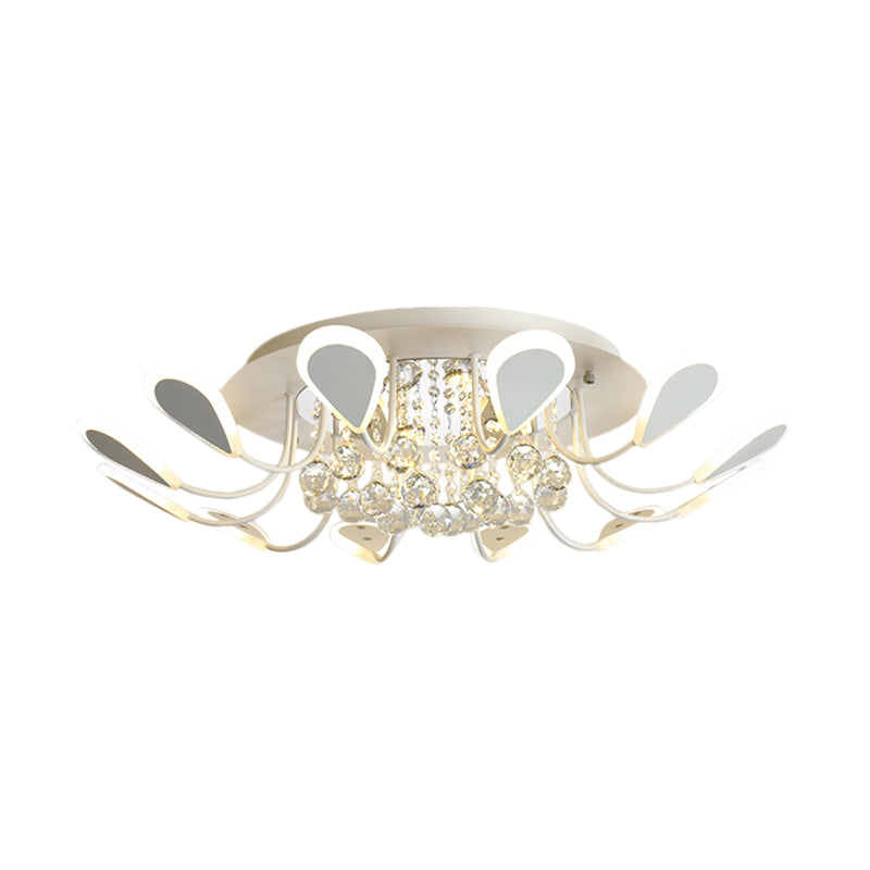 Black/White Teardrop Flushmount Modern Style Bevel Cut Glass 10/12 Bulbs Ceiling Mounted Fixture in Warm/White Light Clearhalo 'Ceiling Lights' 'Close To Ceiling Lights' 'Close to ceiling' 'Flush mount' Lighting' 1426969