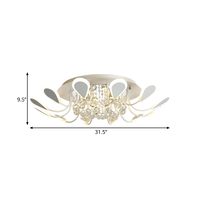 Black/White Teardrop Flushmount Modern Style Bevel Cut Glass 10/12 Bulbs Ceiling Mounted Fixture in Warm/White Light Clearhalo 'Ceiling Lights' 'Close To Ceiling Lights' 'Close to ceiling' 'Flush mount' Lighting' 1426970