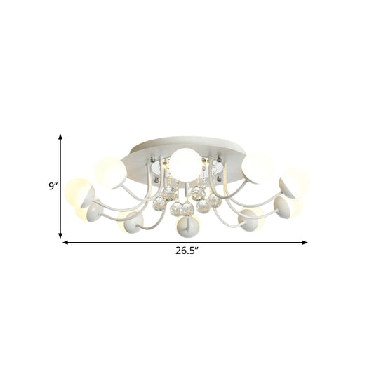 Sphere Hand-Cut Crystal Ceiling Fixture Modern 10/12-Head Black/White Flush Mount Lighting for Parlor in Warm/White Light Clearhalo 'Ceiling Lights' 'Close To Ceiling Lights' 'Close to ceiling' 'Flush mount' Lighting' 1427017