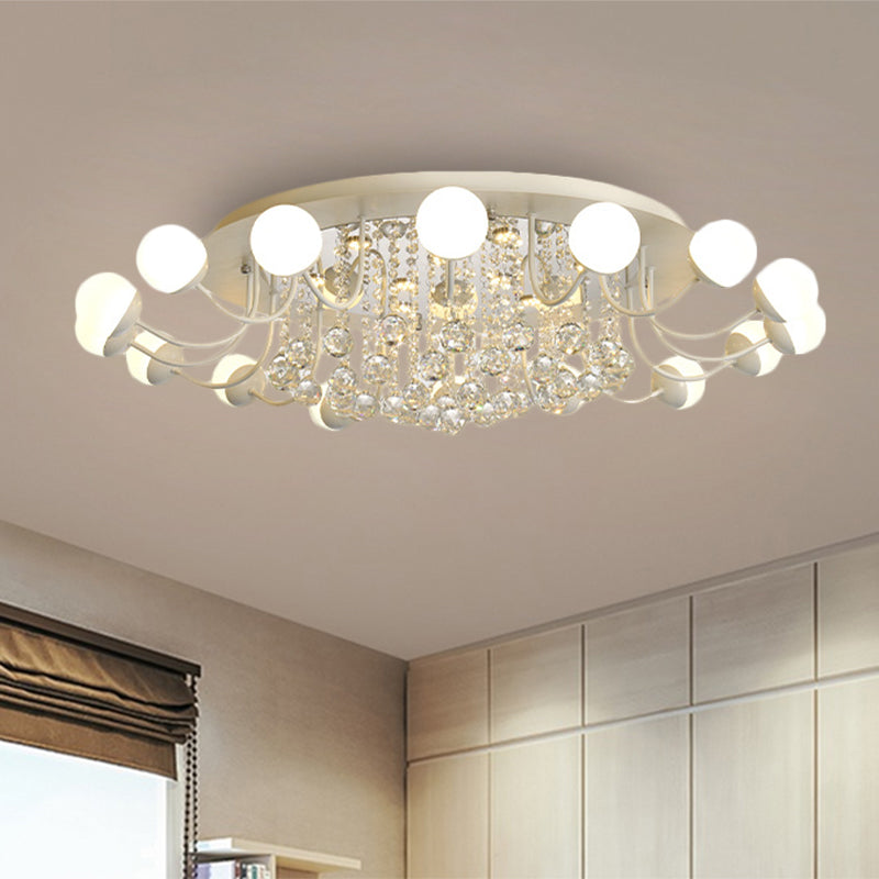 Sphere Hand-Cut Crystal Ceiling Fixture Modern 10/12-Head Black/White Flush Mount Lighting for Parlor in Warm/White Light Clearhalo 'Ceiling Lights' 'Close To Ceiling Lights' 'Close to ceiling' 'Flush mount' Lighting' 1427019