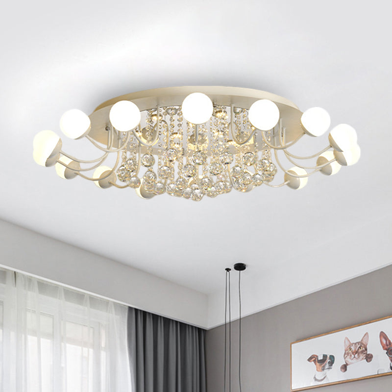 Sphere Hand-Cut Crystal Ceiling Fixture Modern 10/12-Head Black/White Flush Mount Lighting for Parlor in Warm/White Light Clearhalo 'Ceiling Lights' 'Close To Ceiling Lights' 'Close to ceiling' 'Flush mount' Lighting' 1427020