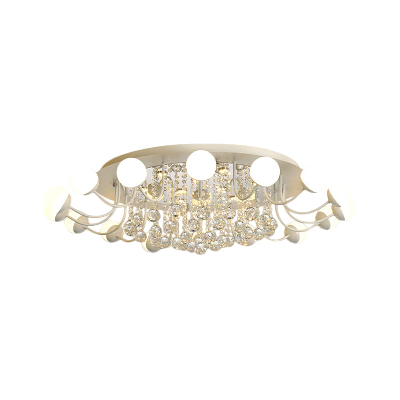 Sphere Hand-Cut Crystal Ceiling Fixture Modern 10/12-Head Black/White Flush Mount Lighting for Parlor in Warm/White Light Clearhalo 'Ceiling Lights' 'Close To Ceiling Lights' 'Close to ceiling' 'Flush mount' Lighting' 1427021