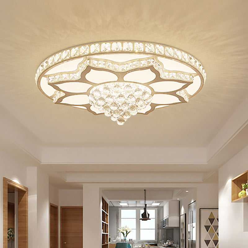 19.5"/23.5" Wide Lotus Flush Mount Modern Cut Crystal White LED Close to Ceiling Lighting Fixture, Warm/White Light Clearhalo 'Ceiling Lights' 'Close To Ceiling Lights' 'Close to ceiling' 'Flush mount' Lighting' 1427039