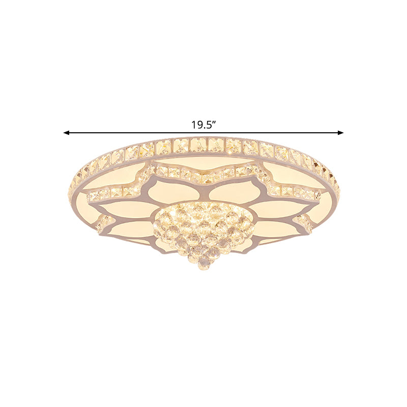 19.5"/23.5" Wide Lotus Flush Mount Modern Cut Crystal White LED Close to Ceiling Lighting Fixture, Warm/White Light Clearhalo 'Ceiling Lights' 'Close To Ceiling Lights' 'Close to ceiling' 'Flush mount' Lighting' 1427041