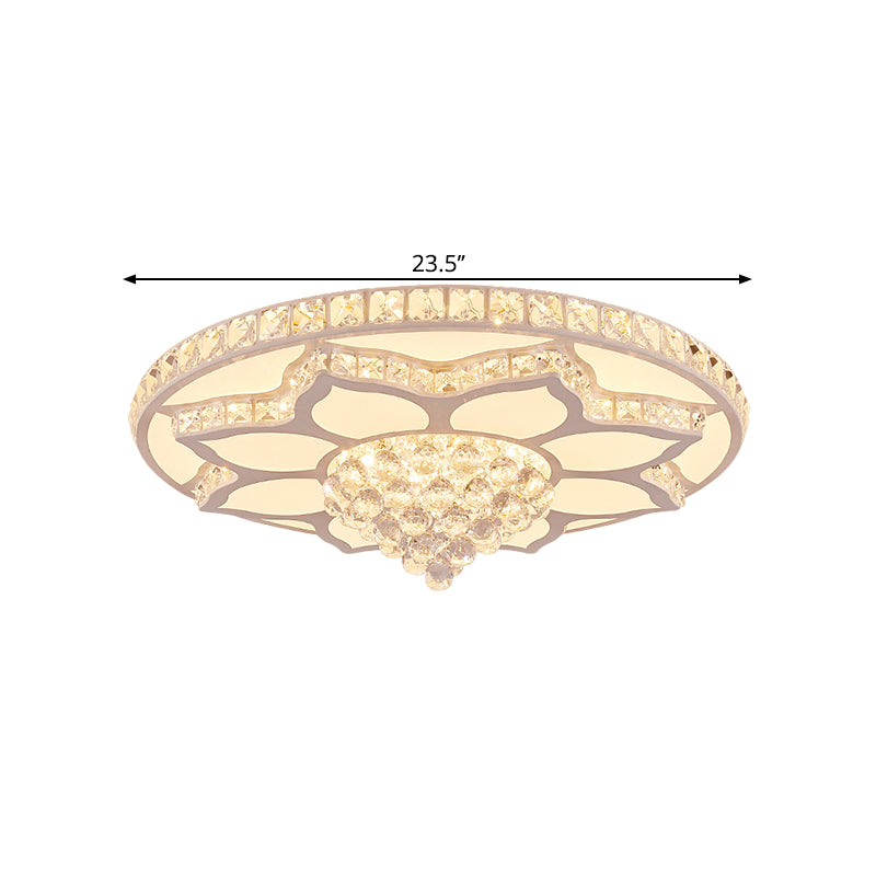 19.5"/23.5" Wide Lotus Flush Mount Modern Cut Crystal White LED Close to Ceiling Lighting Fixture, Warm/White Light Clearhalo 'Ceiling Lights' 'Close To Ceiling Lights' 'Close to ceiling' 'Flush mount' Lighting' 1427042