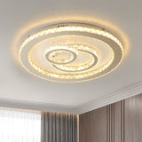 16.5"/20.5" Wide Round Ceiling Lighting Contemporary Clear Crystal LED Bedroom Flushmount in Chrome, Warm/White Light Clearhalo 'Ceiling Lights' 'Close To Ceiling Lights' 'Close to ceiling' 'Flush mount' Lighting' 1427049