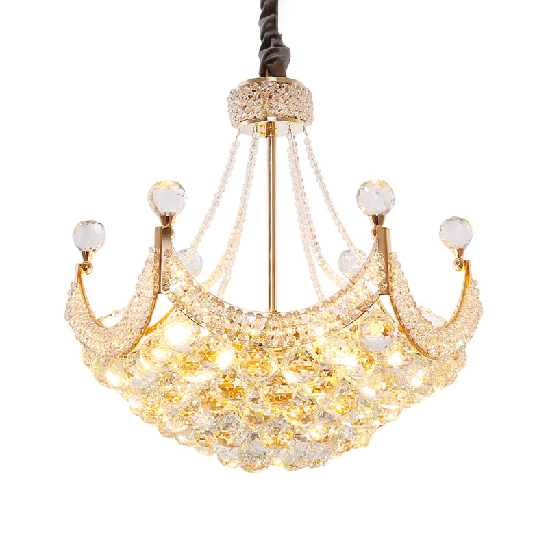Dome Crystal Balls Chandelier Lighting Contemporary 6-Bulb Gold Ceiling Pendant Lamp Fixture Clearhalo 'Ceiling Lights' 'Chandeliers' 'Modern Chandeliers' 'Modern' Lighting' 1427061