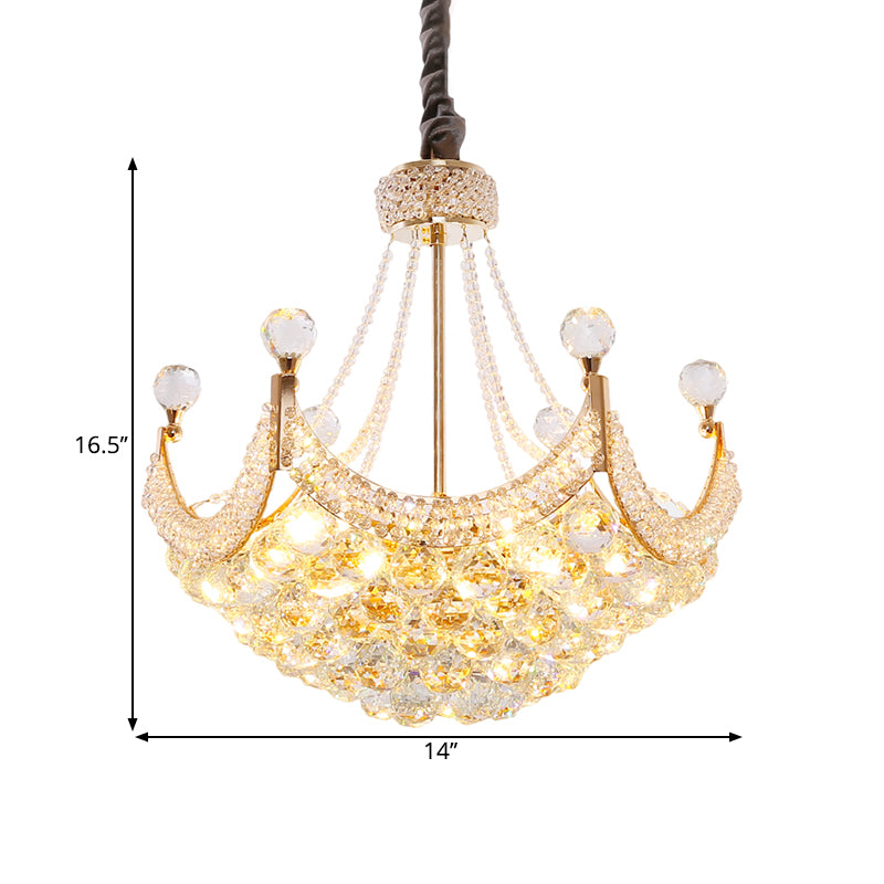 Dome Crystal Balls Chandelier Lighting Contemporary 6-Bulb Gold Ceiling Pendant Lamp Fixture Clearhalo 'Ceiling Lights' 'Chandeliers' 'Modern Chandeliers' 'Modern' Lighting' 1427062