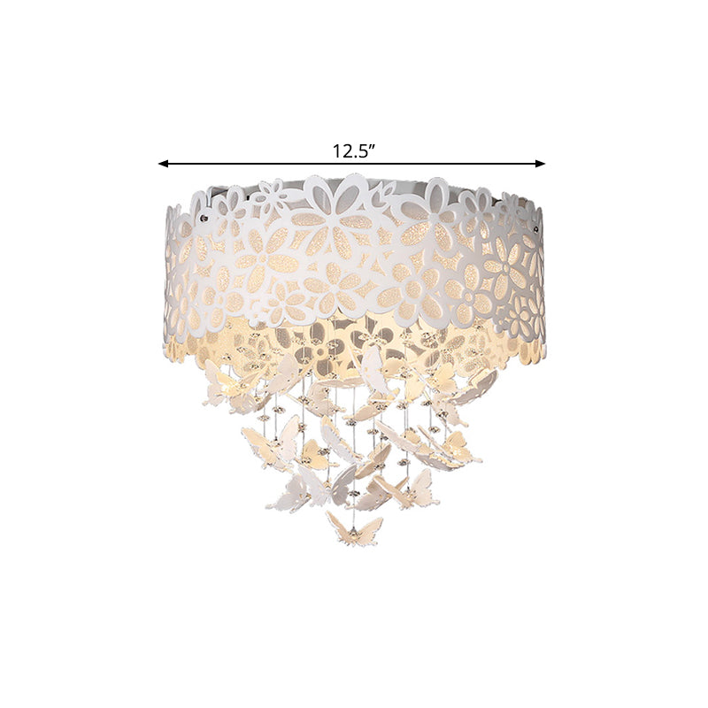 4/8-Light/LED Indoor Flush Light Contemporary White Ceiling Mounted Fixture with Butterfly Shade, 18"/23.5"/12.5" Wide Clearhalo 'Ceiling Lights' 'Close To Ceiling Lights' 'Close to ceiling' 'Flush mount' Lighting' 1427135