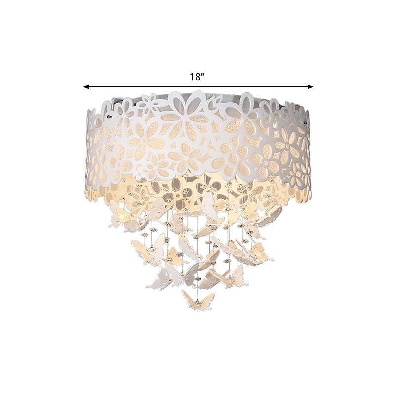 4/8-Light/LED Indoor Flush Light Contemporary White Ceiling Mounted Fixture with Butterfly Shade, 18"/23.5"/12.5" Wide Clearhalo 'Ceiling Lights' 'Close To Ceiling Lights' 'Close to ceiling' 'Flush mount' Lighting' 1427136