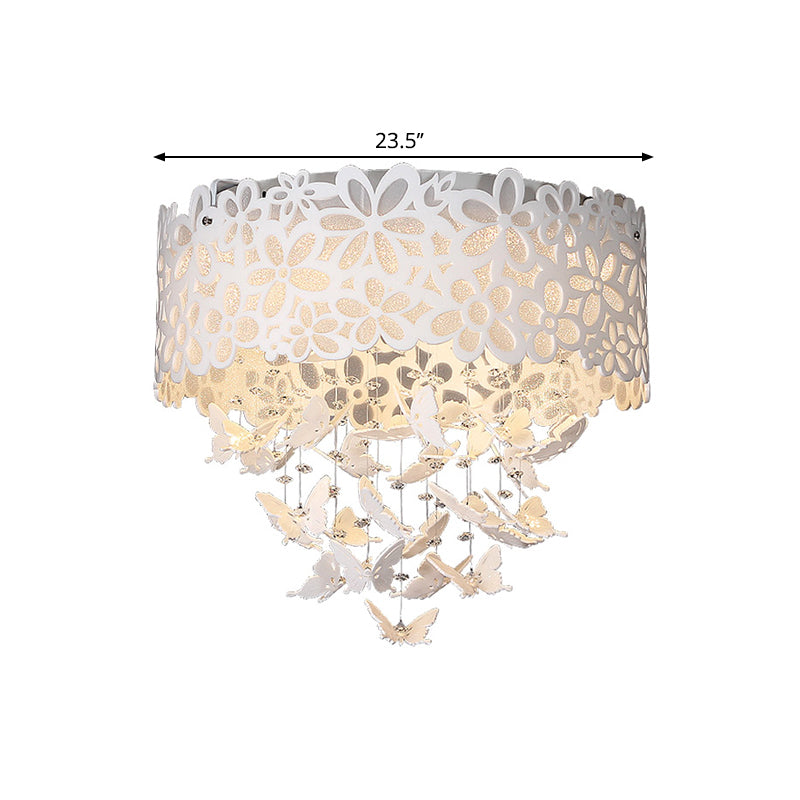 4/8-Light/LED Indoor Flush Light Contemporary White Ceiling Mounted Fixture with Butterfly Shade, 18"/23.5"/12.5" Wide Clearhalo 'Ceiling Lights' 'Close To Ceiling Lights' 'Close to ceiling' 'Flush mount' Lighting' 1427137