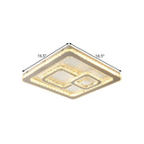 Chrome Square LED Flush Mount Lamp Modern Beveled Glass Close to Ceiling Lamp in Warm/White Light, 16.5"/20.5"/35.5" Wide - Clearhalo - 'Ceiling Lights' - 'Close To Ceiling Lights' - 'Close to ceiling' - 'Flush mount' - Lighting' - 1427220