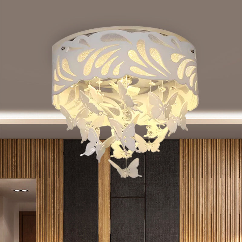 8/12-Head/LED Conical Flush Light Contemporary Crystal Drop Close to Ceiling Lighting in White, 18"/23.5"/12.5" Wide Clearhalo 'Ceiling Lights' 'Close To Ceiling Lights' 'Close to ceiling' 'Flush mount' Lighting' 1427235