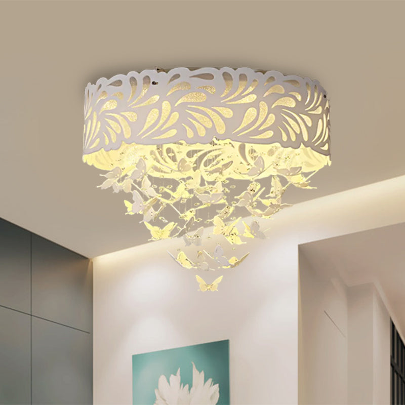 8/12-Head/LED Conical Flush Light Contemporary Crystal Drop Close to Ceiling Lighting in White, 18"/23.5"/12.5" Wide Clearhalo 'Ceiling Lights' 'Close To Ceiling Lights' 'Close to ceiling' 'Flush mount' Lighting' 1427245