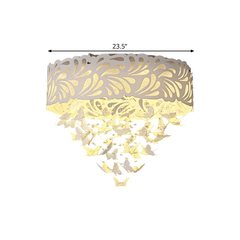 8/12-Head/LED Conical Flush Light Contemporary Crystal Drop Close to Ceiling Lighting in White, 18"/23.5"/12.5" Wide Clearhalo 'Ceiling Lights' 'Close To Ceiling Lights' 'Close to ceiling' 'Flush mount' Lighting' 1427248