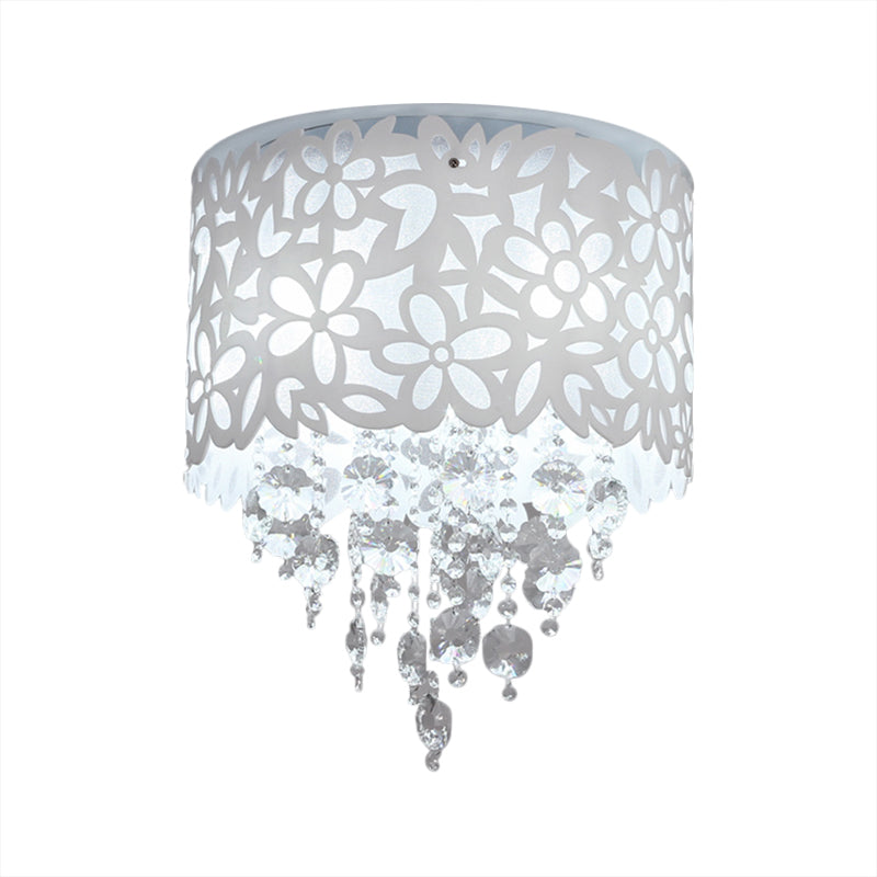 Cascade Ceiling Lighting Contemporary Bevel Crystal 4 Lights White Flush Mount Fixture for Bedroom