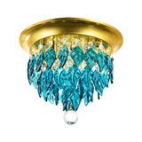 Leave Flush Mount Lamp Modern Style Clear/Clear and Blue/Lake Blue Crystal 4 Bulbs Sleeping Room Ceiling Light in Gold - Clearhalo - 'Ceiling Lights' - 'Close To Ceiling Lights' - 'Close to ceiling' - 'Flush mount' - Lighting' - 1427270