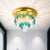 Leave Flush Mount Lamp Modern Style Clear/Clear and Blue/Lake Blue Crystal 4 Bulbs Sleeping Room Ceiling Light in Gold - Blue-Clear - Clearhalo - 'Ceiling Lights' - 'Close To Ceiling Lights' - 'Close to ceiling' - 'Flush mount' - Lighting' - 1427276