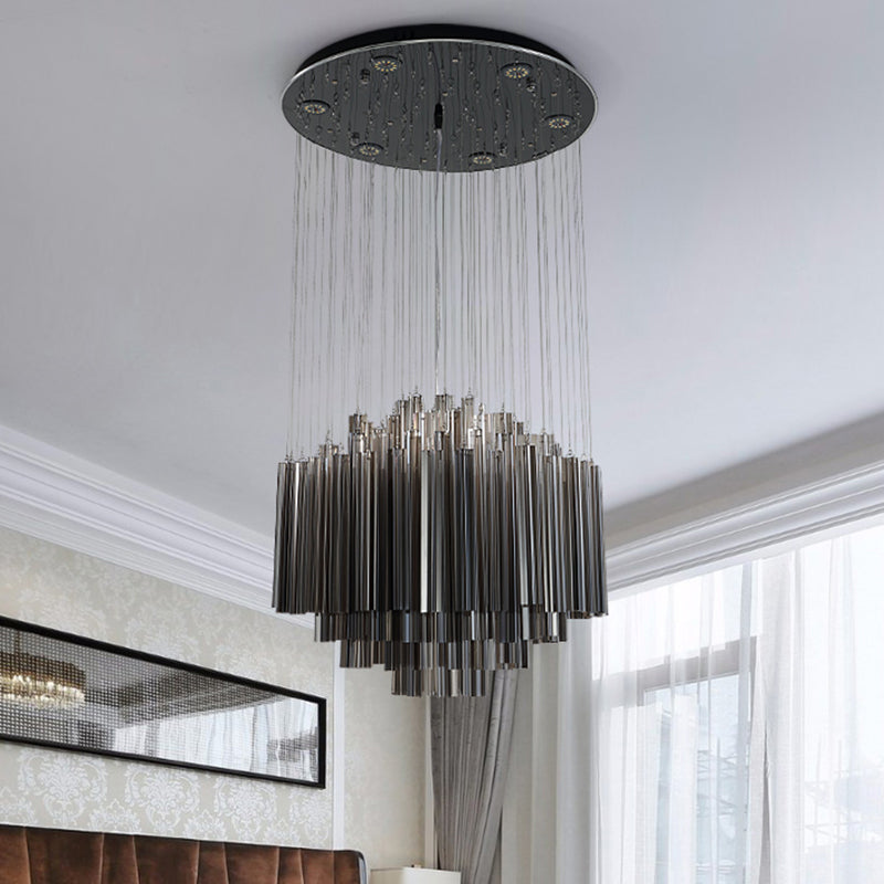 31.5"/35.5" Wide Hexagon Pendant Light Contemporary Black Crystal Rod LED Ceiling Hang Fixture Clearhalo 'Ceiling Lights' 'Modern Pendants' 'Modern' 'Pendant Lights' 'Pendants' Lighting' 1427349
