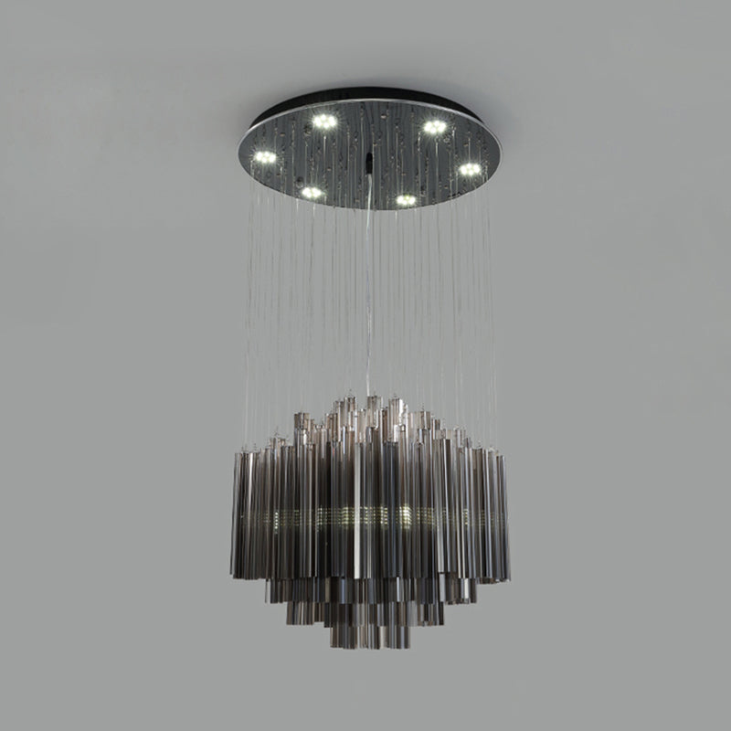 31.5"/35.5" Wide Hexagon Pendant Light Contemporary Black Crystal Rod LED Ceiling Hang Fixture Clearhalo 'Ceiling Lights' 'Modern Pendants' 'Modern' 'Pendant Lights' 'Pendants' Lighting' 1427350