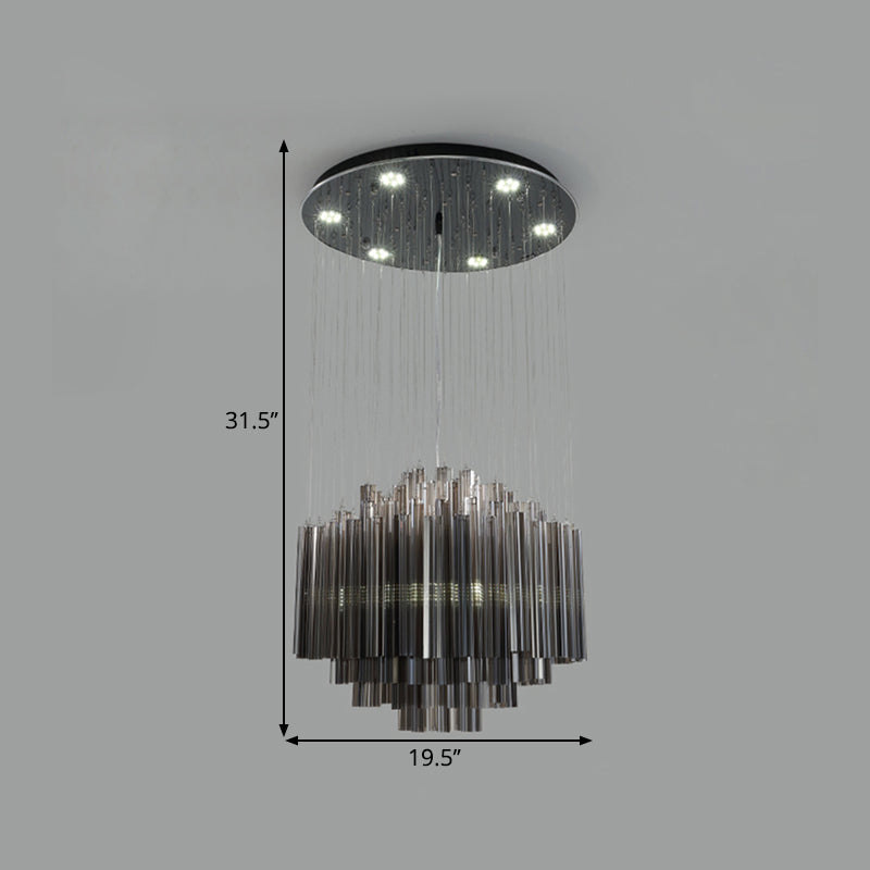 31.5"/35.5" Wide Hexagon Pendant Light Contemporary Black Crystal Rod LED Ceiling Hang Fixture Clearhalo 'Ceiling Lights' 'Modern Pendants' 'Modern' 'Pendant Lights' 'Pendants' Lighting' 1427351