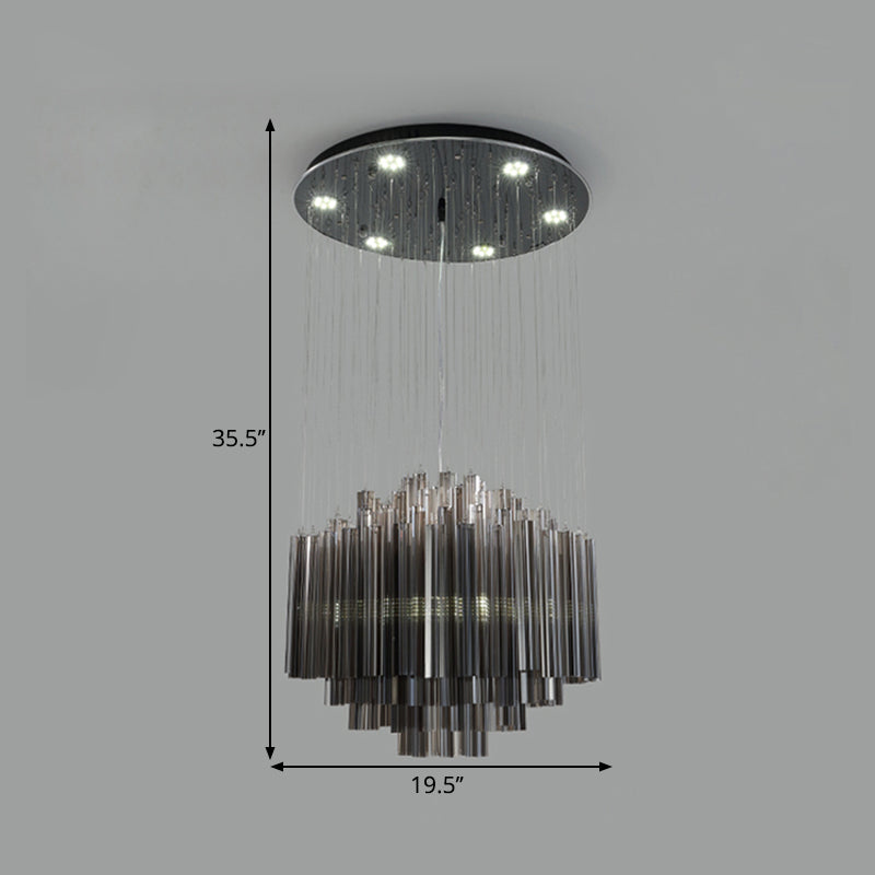 31.5"/35.5" Wide Hexagon Pendant Light Contemporary Black Crystal Rod LED Ceiling Hang Fixture Clearhalo 'Ceiling Lights' 'Modern Pendants' 'Modern' 'Pendant Lights' 'Pendants' Lighting' 1427352