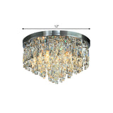 12"/18" Wide Modern Conical Ceiling Lamp Crystal Block 4/6-Bulb Flush Mount Lighting Fixture in Chrome Clearhalo 'Ceiling Lights' 'Close To Ceiling Lights' 'Close to ceiling' 'Flush mount' Lighting' 1427390