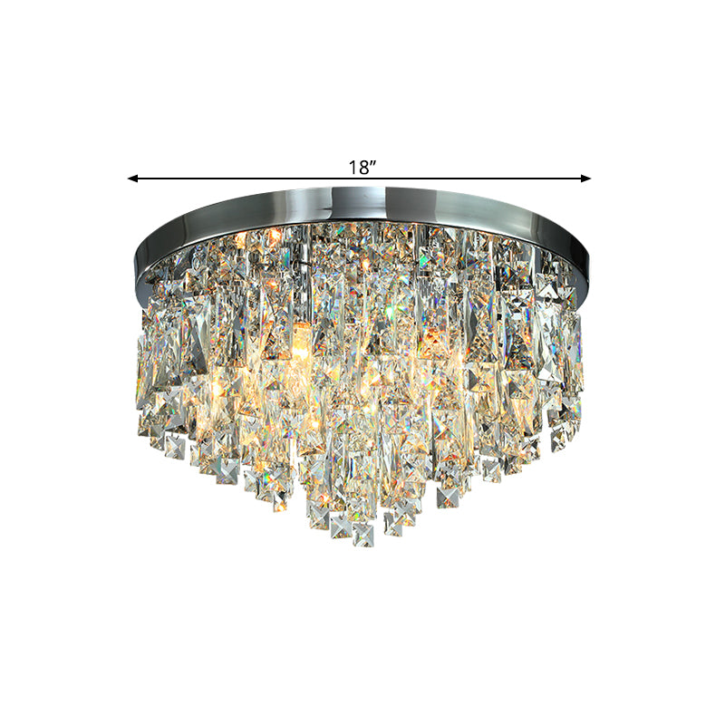 12"/18" Wide Modern Conical Ceiling Lamp Crystal Block 4/6-Bulb Flush Mount Lighting Fixture in Chrome Clearhalo 'Ceiling Lights' 'Close To Ceiling Lights' 'Close to ceiling' 'Flush mount' Lighting' 1427391