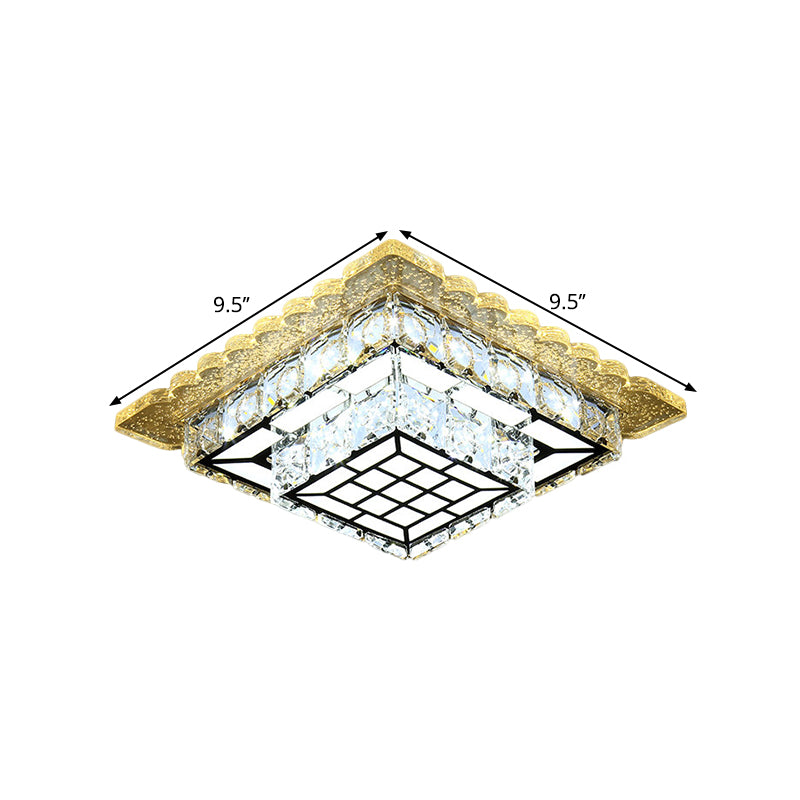Round/Square Flush Light Fixture Modern Hand-Cut Crystal LED Chrome Ceiling Flush Mount for Balcony Clearhalo 'Ceiling Lights' 'Close To Ceiling Lights' 'Close to ceiling' 'Flush mount' Lighting' 1427429